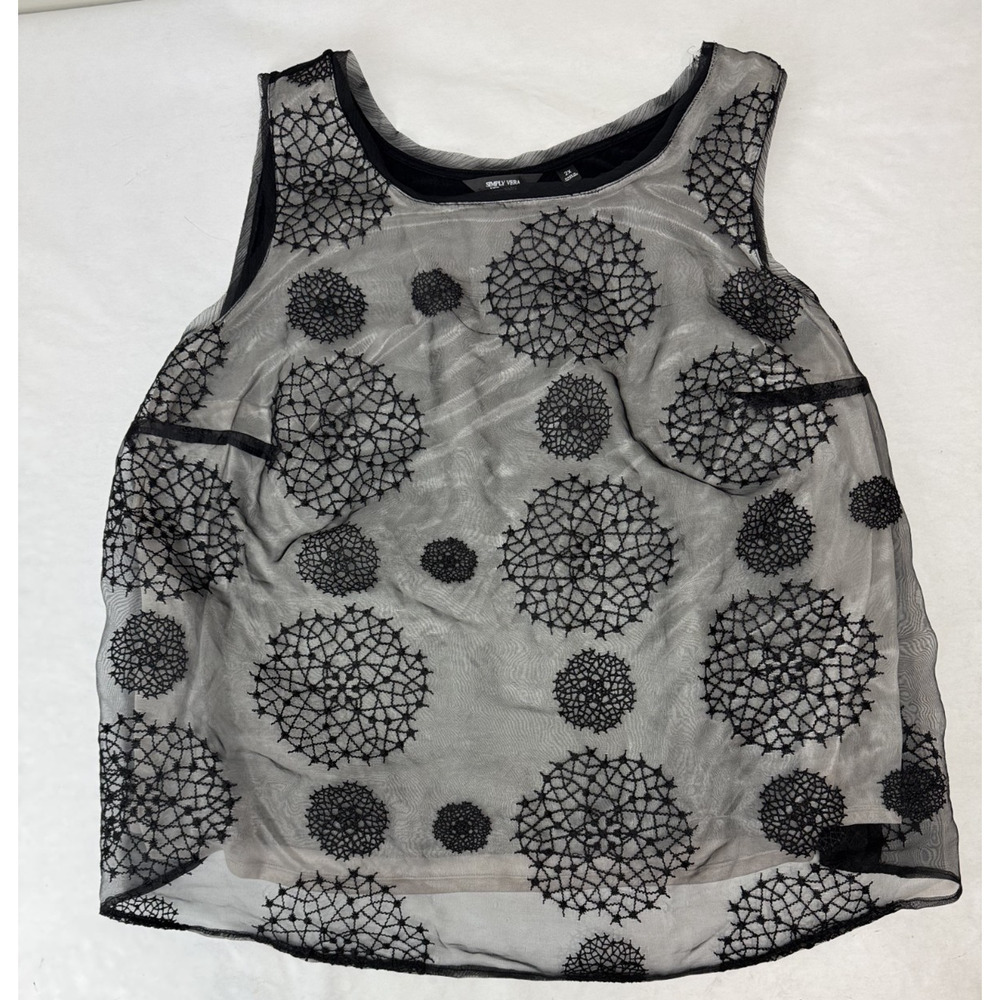 Whimsigoth Sheer Black Simply Vera Wang Tank 2X Goth Lined Whimsical Plus Size